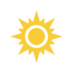 Sun simple vector icon. Filled sunshine symbol.