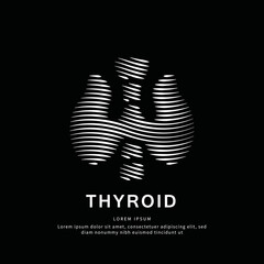 Human thyroid medical structure. Creative simple line art Vector logo thyroid silhouette on a dark background. thyroid care logo vector template suitable for organization, company or community. EPS 10