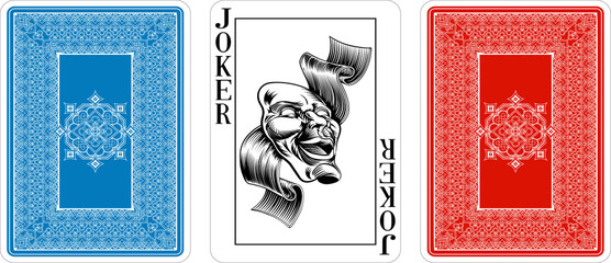 Poker size Joker playing card plus reverse - obrazy, fototapety, plakaty