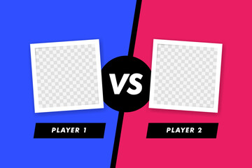Versus battle concept. VS two transparent photo frame. Colorful before and after frames. Vector illustration. Vector template. Design template - obrazy, fototapety, plakaty