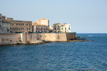 Fototapeta na wymiar View of the seafront of Syracuse in Sicily, Italy.