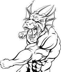 Dragon mascot punching