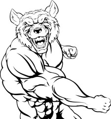 Fighting Wolf Mascot