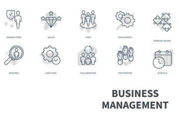 Business Management icons set. Set of editable stroke icons.Vector set of Business Management 
