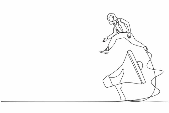 business woman jumping over megaphone outline clip art preview