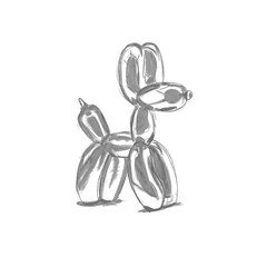 An illustration of a silver balloon dog isolated on a white background