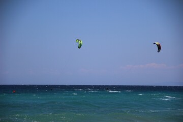 Italy, Salento: Kitesurf in the Otranto's sea.