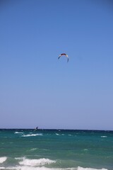 Italy, Salento: Kitesurf in the Otranto's sea.