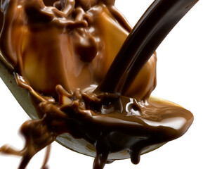 spoon of chocolate with splashes