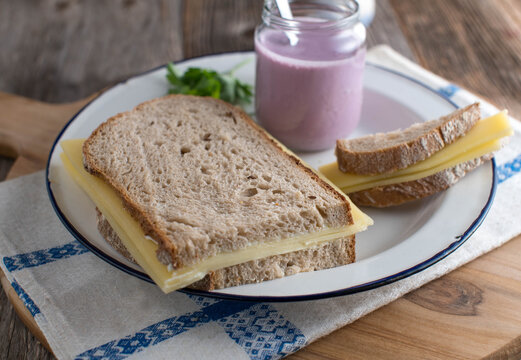 Cheese Sandwich With Sourdough Bread And Old Gouda Cheese