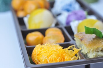 Foi Thong Thai traditional dessert eggs sweet floss.thai food. selective focus