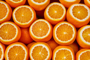 Fresh cut oranges. Vitamin c. Healthy organic food. Tasty