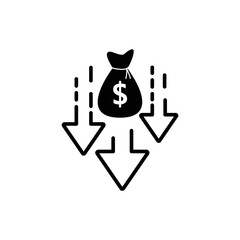 dollar rate down icon fall sign