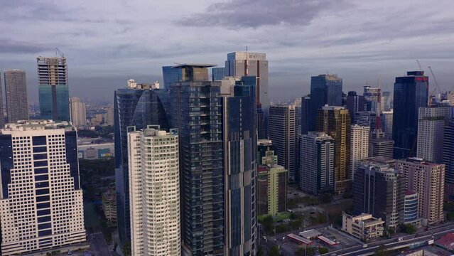 Ortigas Center drone footage from Meralco Avenue, Philippines,