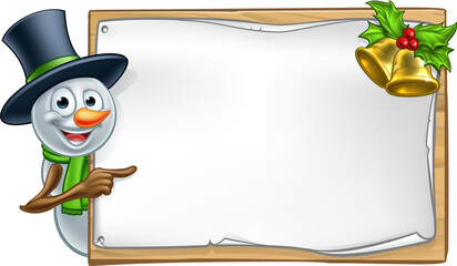 Christmas Snowman Cartoon Sign