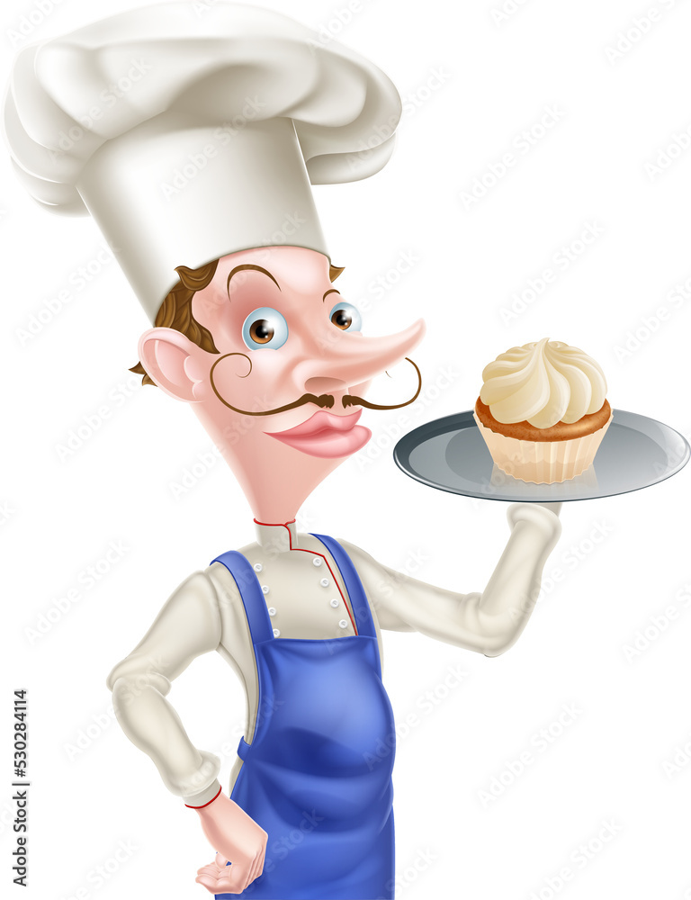 Canvas Prints Cartoon Cupcake Baker