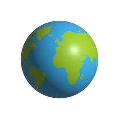 Earth 3d vector icon on white background. Trendy cartoon minimal style vector design. with world map. Geography, Ecology, Earth day, environment, globalization concept. Ui app element.