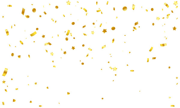 Vector image of golden confetti for a joyous party background
