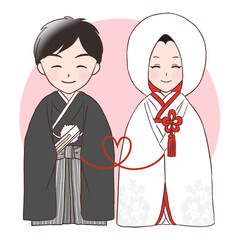 結婚式ハートの糸背景あり