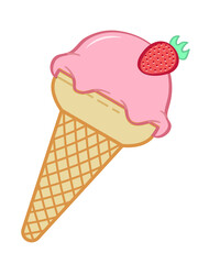 Ice cream illustration, colorful flat simple ice cream icon illustration.