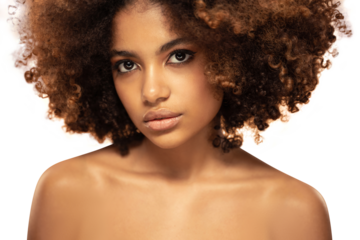 Beauty face portrait of beautiful african woman, skin care ads