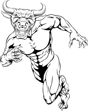 Running bull mascot