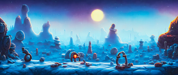 Artistic concept painting of pet cemetery, background illustration.