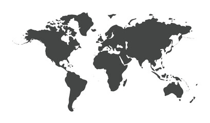 Illustration of a map of world, World Map Black | Territorial Borders | World| Transparent Isolation | Variations	
