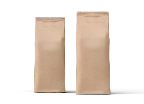 Kraft Paper Coffee Bag Packaging Mockup 3d Illustration