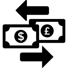Currency Exchange Glyph Vector Icon