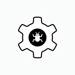 Obraz premium Debug Icon and Gear. Anti Virus Setting Symbol - Vector. 