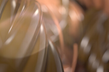 Blurred abstract background from twisted flows of thick chocolate liquid. Template with empty space for text on the topic of cooking and sweets