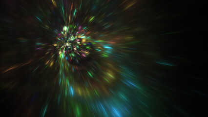 Abstract green sparkles. Fantastic holiday background. Digital fractal art. 3d rendering.