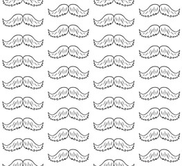 Vector seamless pattern of hand drawn doodle sketch mustache isolated on white background