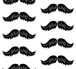 Vector seamless pattern of hand drawn doodle sketch black mustache isolated on white background