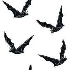 Vector seamless pattern of hand drawn doodle sketch bat isolated on white background
