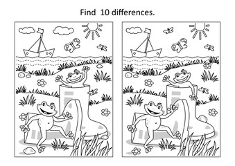 Difference game with playful frogs
