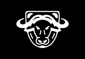 Bull head Black and white line art mono line tattoo