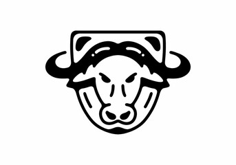 Bull head Black and white line art mono line tattoo