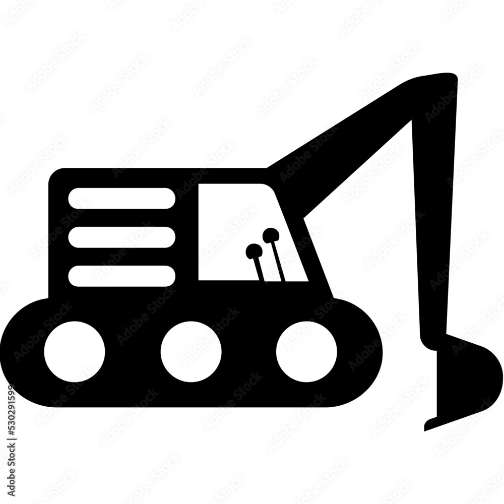 Wall mural concrete bulldozer glyph vector icon