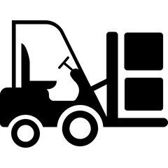 Forklift Truck Glyph Vector Icon