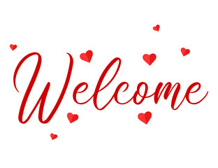 Welcome stamp with hearts. Sign.Seal.Logo