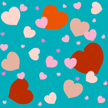 Blue Pattern With Big And Small Hearts