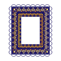 Obraz premium Openwork color frame in wavy line for photo, blank