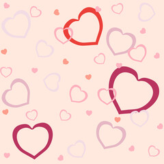 Pink pastel pattern with big and small hearts