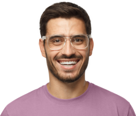 Laughing out loud concept. Joyful modern young man in t-shirt smiles broadly, laughing