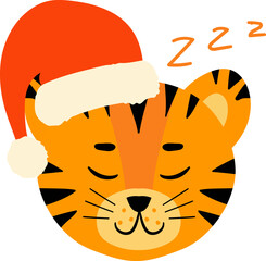 tiger face head santa hat set