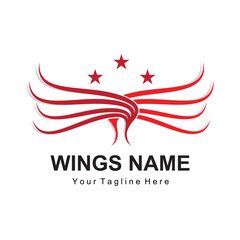 Wings Logo Design, Shield Wings Vector, Bird Feather Illustration