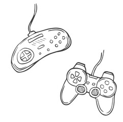 hand drawn game pad. video game controller icon in doodle style © Saramix
