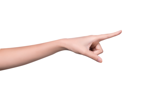 pointer hand, female hand shows with fingers number one